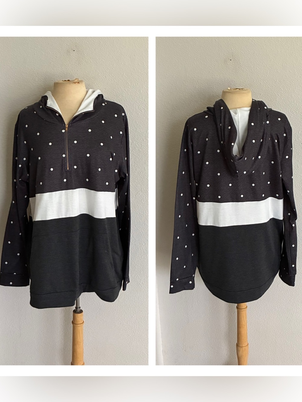 Polka dot quarter zip pullover